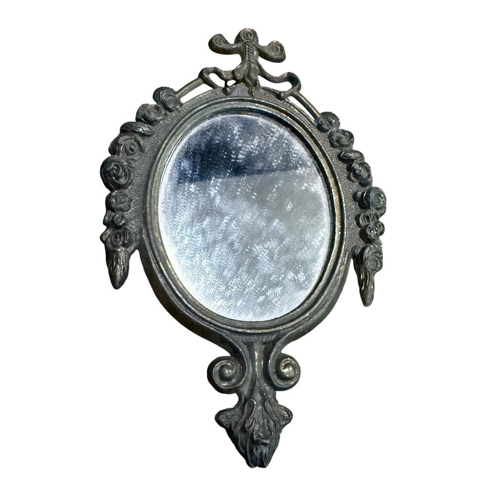 Small Vintage Brass Mirror, Made In Italy, Hangs On Wall 6.25" X 4"